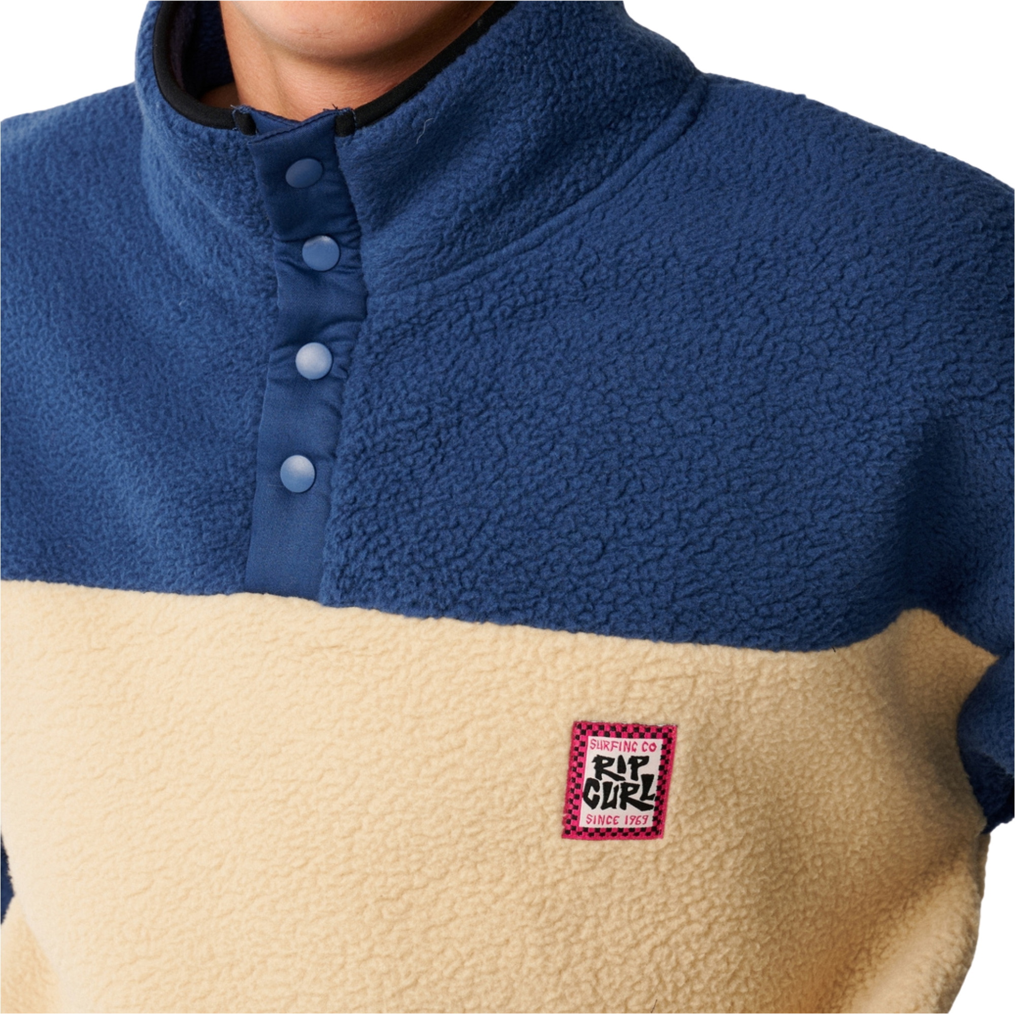 2026 Rip Curl Mens Streamline Half Colar Polar Zip Thru Fleece 0CPMFL - Khaki Sand